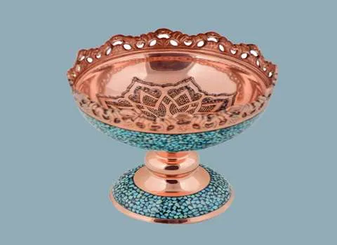 ظروف مسی طرح فیروزه؛ آلیاژ مس چکشی شفاف بهبود درد مفاصل زیبایی پوست