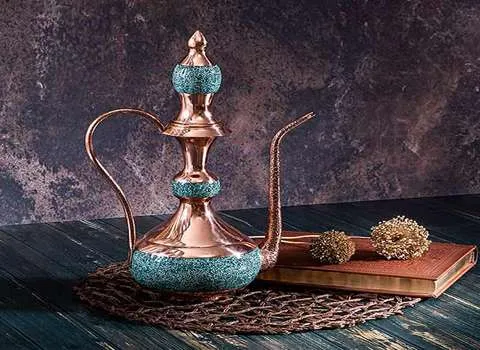 گلاب پاش فیروزه کوبی؛ مسی 800 گرم تزئینی مصرفی ابعاد (53*35*35)