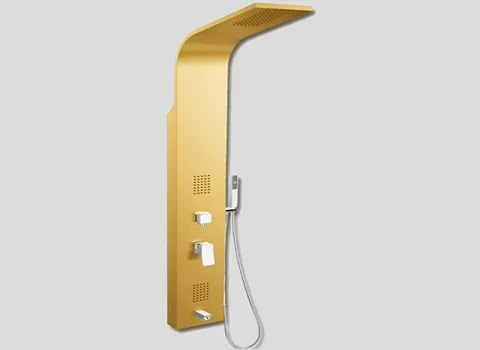 دوش پنلی؛ بدنه آلیاژ برنج تیتانیوم PVD دارای 3 خروجی آب