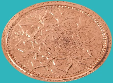 سینی مسی قلم کاری؛ مس نارنجی 2 تولید دستی صنعتی سیاه قلم