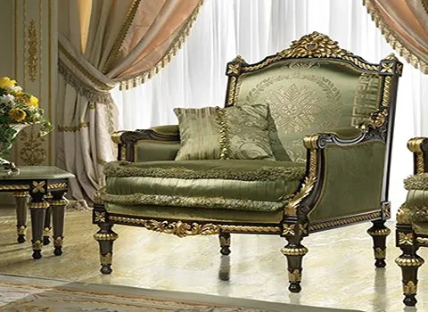 مبل سلطنتی سبز زیتونی؛ منبت کاری نانو ضد لک Green