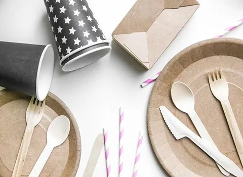 ظروف یکبار مصرف گیاهی شرق تهران؛ ساده طرح دار (سفید کرم مشکی)