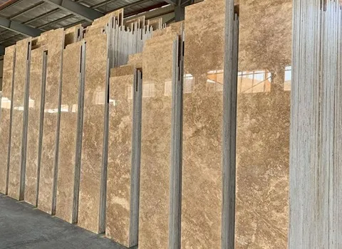 سنگ تراورتن شکلاتی تیره؛ موج دار شفاف (رزین اپوکسی) جذب آب بالا