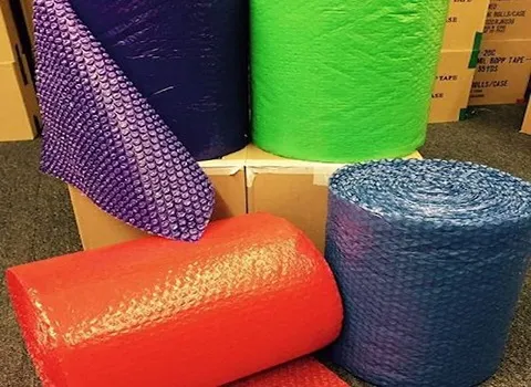 نایلون حبابدار رنگی؛ پلاستیک مقاوم ضربه گیر 3 رنگ زرد آبی قرمز