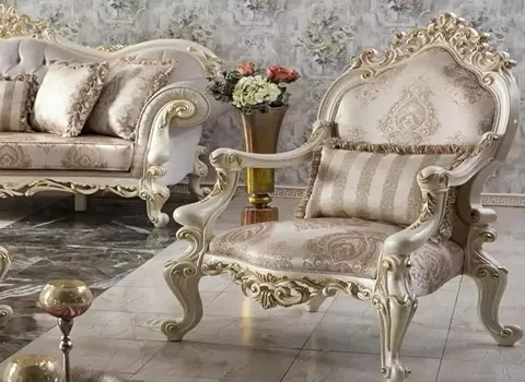 مبل سلطنتی ارزان در مشهد؛ فلزی چوبی پارچه (چرم پلی استر ویسکوز کتان)