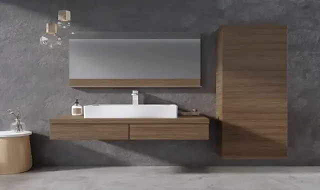 روشویی کابینتی قهوه ای؛ دیواری پایه دار (40*60) پی وی سی MDF