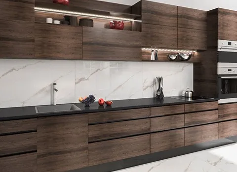 کاشی بین کابینتی کلکته؛ رگه طلایی طوسی براق ضد ضربه ساییدگی tile