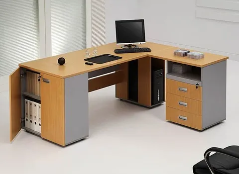 میز اداری لاهیجان؛ چوبی مشکی قهوه ای طوسی 120 140 سانتیمتر