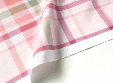 پارچه تترون چهارخانه؛ آی ژاول (طوسی قرمز آبی) مقنعه لباس روتختی