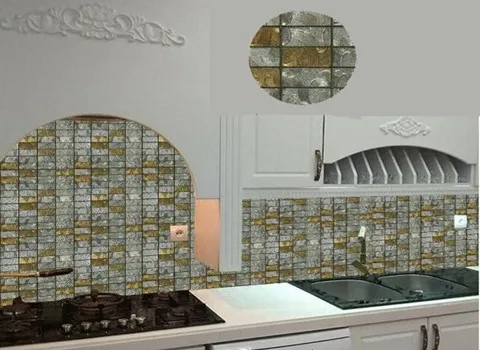 کاشی شیشه ای بین کابینتی؛ ضد آب 3 رنگ سفید قهوه ای مشکی Glassy