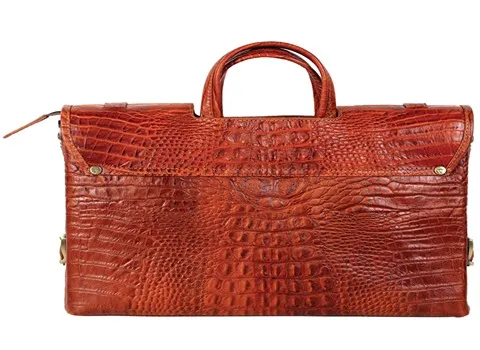 کیف چرم طرح دار، دستی دستگاهی کلاسیک 2 مدل پوست ماری حکاکی