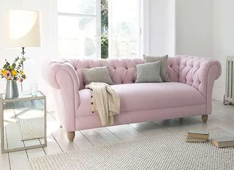 مبل چستر صورتی طوسی همراه با توضیحات کامل و آشنایی