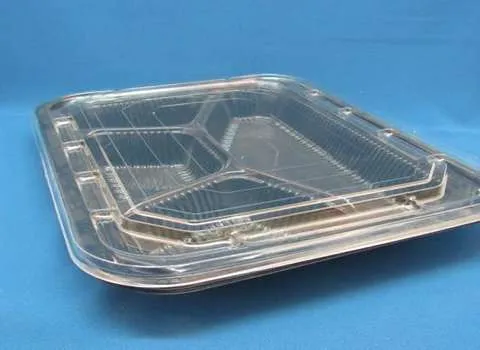 ظرف پلاستیکی یکبار مصرف درب دار؛ گیاهی تجزیه پذیر 2 رنگ سفید شیری