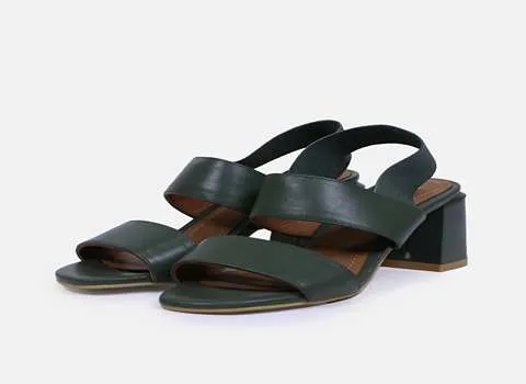 صندل زنانه مجلسی چرم؛ چرمی جلو بسته جلوباز (تخت لژدار پاشنه دار) مهمانی مجالس