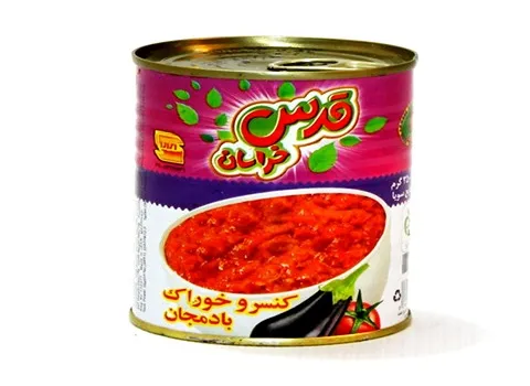 کنسرو بادمجان قدس؛ شیشه ای فلزی فاقد آلودگی تولید Mashhad