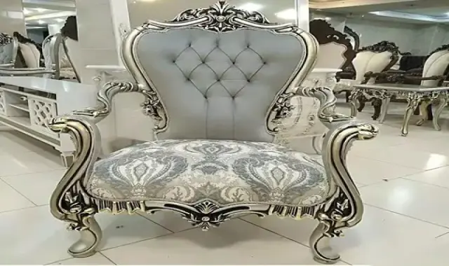 مبل سلطنتی سفید استخوانی؛ ترک فرانسوی کلاسیک مصری (3 7) نفره