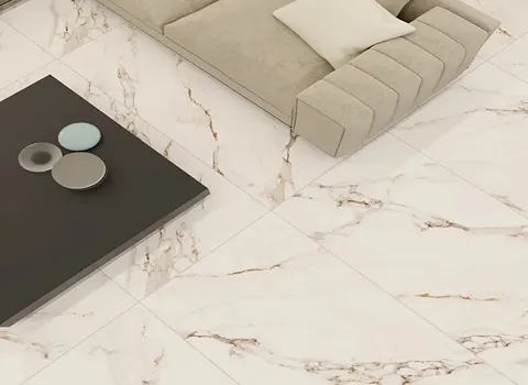 سرامیک کف هال پذیرایی؛ طرح سنگ چوب پارکت 2 رنگ قهوه ای مشکی