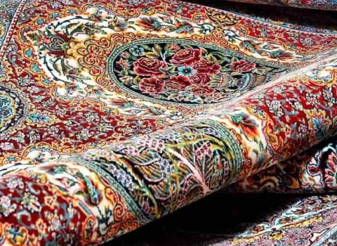 فرش 9 متری سرای ایرانی؛ ماشینی دستباف جنس نخ پشم ابریشم کرک