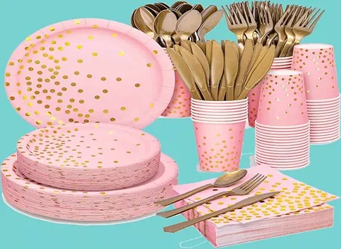 ظروف یکبار مصرف طرح دار؛ پلاستیکی آلومینیومی گیاهی کاغذی 36 عددی