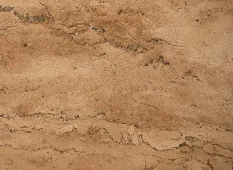 سنگ تراورتن قهوه ای روشن؛ فیبری (رگه قرمز سفید) کفپوش نما پارکینگ مقاوم