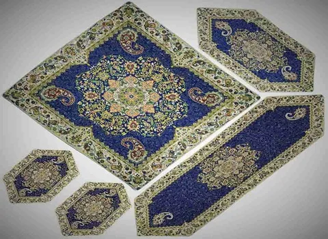 ترمه یزدی؛ ابریشم شاه عباسی خشتی 3 مدل چهار سه شش ضلعی