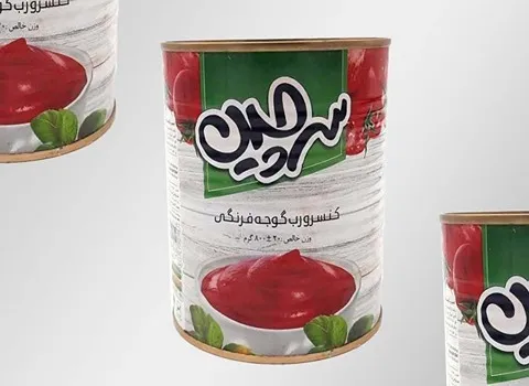 رب گوجه سرچین؛ بهداشتی دارای سیب سبز سلامت دارو بسته بندی فلزی شیشه ای