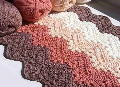 پتو قلاب بافی زیگزاگ؛ بافت درشت ریز جنس الیاف پنبه ای blanket