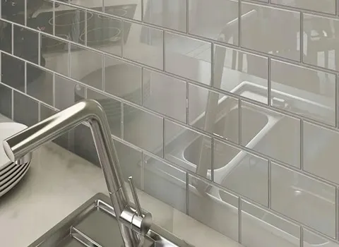 کاشی شیشه ای آشپزخانه؛ مقاوم سخت نصب آسان سیاه زرد سبز ابعاد 30*30 60*60