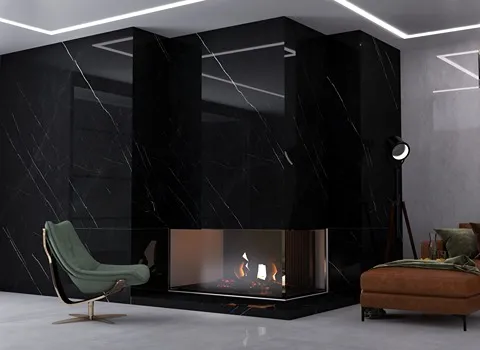 سرامیک اسلب سیاه؛ متالیک فلزی مات کلکته مناسب (هتل رستوران)