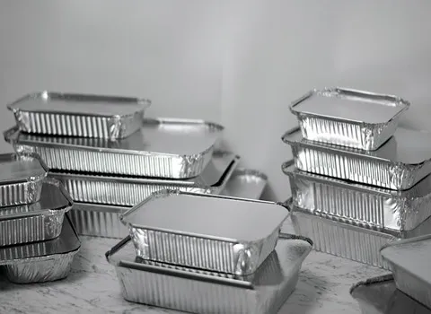 ظرف یکبار مصرف آلومینیومی تک پرسی؛ درب دار ساده سرو سالاد غذا بسته بندی (100 500) عددی