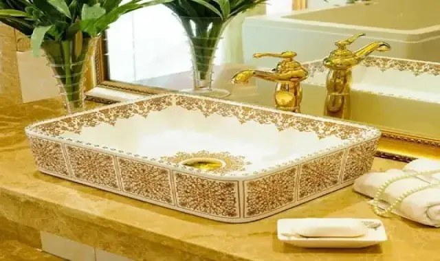 روشویی کابینتی سلطنتی؛ شیک ضد آب رطوبت رنگبندی (طلایی نقره ای)