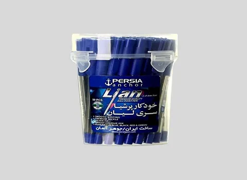 خودکار آبی لیان؛ درب تاشو فشاری (اداره مدرسه) کریستالی ارگونومیک Lian