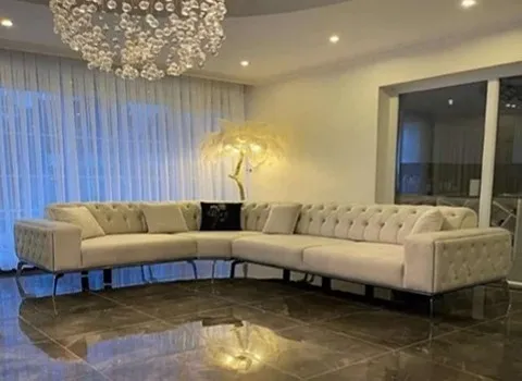 مبل ال چستر جدید؛ کلاسیک چرم پارچه 7 نفره دسته پایه New