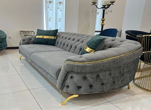 مبل راحتی چستر تبریز؛ چوبی فلزی لمسه دوزی (7 12) نفره