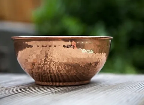 ظروف مسی اصل کرمان؛ نارنجی قرمز سبک خواص درمانی Kerman