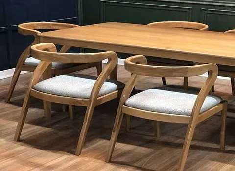 میز چوبی ساده ناهارخوری؛ سفید صورتی آبی طرح دار (2 4 6) نفره