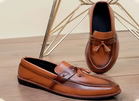 کفش چرم قهوه ای کالج؛ گوسفند بوفالو (مات براق) طبیعی استاندارد