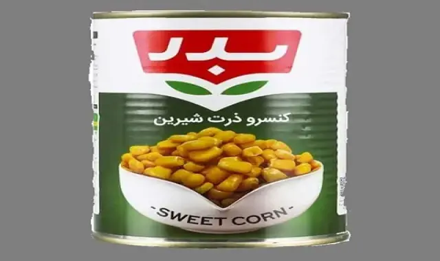 کنسرو ذرت شیرین بدر؛ درشت مقوی آنتی اکسیدان فیبر وزن 420 گرمی