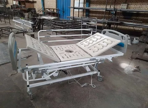 تخت بیمارستانی سوراخ دار؛ ساده متحرک 2 جنس فلزی آهنی تاشو