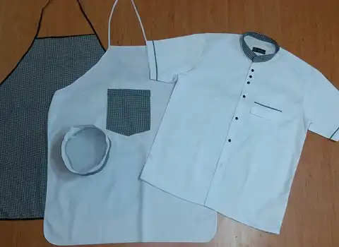 لباس کار نانوایی؛ شلوار پیراهن پیشبند کلاه جنس نخی سفید