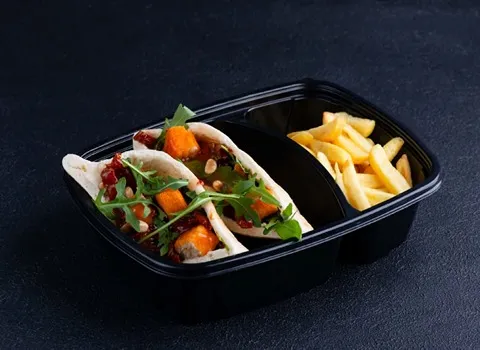 کاسه یکبار مصرف مشکی؛ پلاستیکی درب دار شفاف پروپیلنی رستورانی