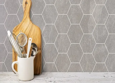 کاشی بین کابینتی زنبوری؛ طرح شش ضلعی 2 مدل برجسته آینه ای