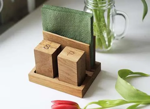 اکسسوری چوبی آشپزخانه؛ سینی استند 2 رنگ قهوه ای روشن تیره