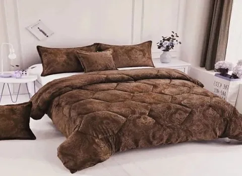 ست کامل روتختی مخمل؛ 2 روبالشتی لحاف الیاف پشم شیشه گلدوزی چاپی فانتزی کوچک