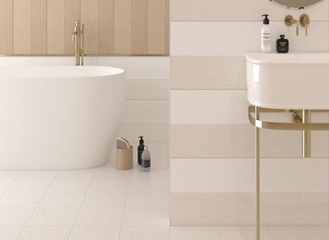 کاشی تبریز سرویس بهداشتی؛ سه بعدی (گلبهی کرمی) مات 2 نوع فلزی آجری Tabriz