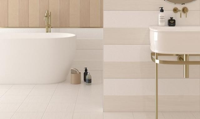 کاشی تبریز سرویس بهداشتی؛ سه بعدی (گلبهی کرمی) مات 2 نوع فلزی آجری Tabriz