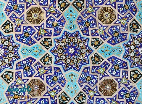 کاشی سنتی اصفهان؛ معرق معقلی مقرنس (آبی سفید سبز) اسلیمی Isfahan
