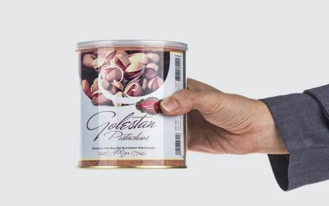 پسته قوطی گلستان؛ اکبری مغز درشت خندان وزن 200 400 گرمی