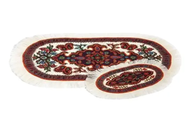 پته رومیزی بیضی بزرگ؛ بته جقه پشمی (46 * 33) سانتی متر Kerman