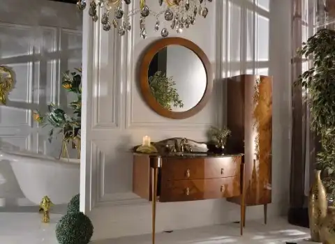 روشویی کابینتی در شیراز؛ مدرن کلاسیک سرامیکی چوبی ارتفاع 80 سانتی متر